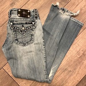 Miss Me Boot Cut jeans distressed so much bling!